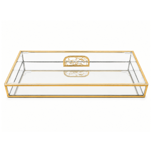 ARABESQUE KNOB GOLD GLASS TRAY