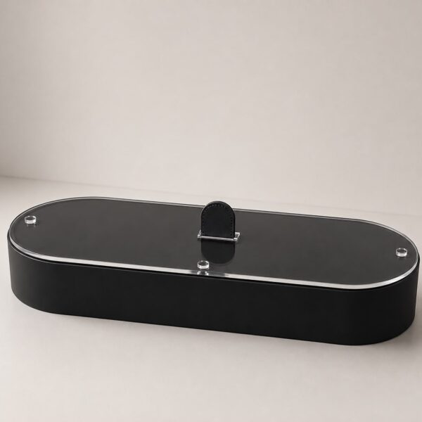 Eclipse Elongated Display Showcase With Lid-Black
