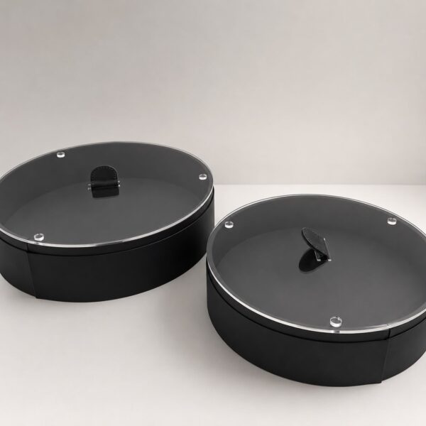 Eclipse Orbit Display Showcase Set of 2 With Lid Black