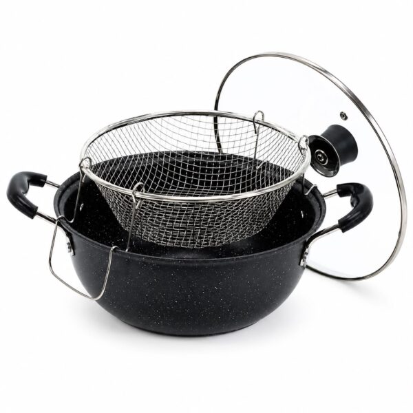 Non-Stick Frying Pan with Frying Basket & Glass Lid – 26cm