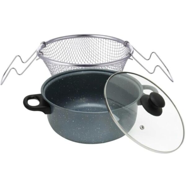 Non-Stick Frying Pan with Frying Basket & Glass Lid – 26cm Non-Stick Frying Pan with Frying Basket & Glass Lid – 26cm
