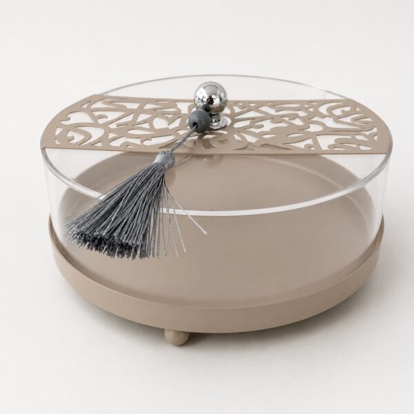 Layali Arabesque Round Serving Box- Grey