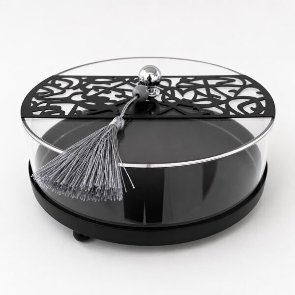Layali Arabesque Round Serving Box-Black