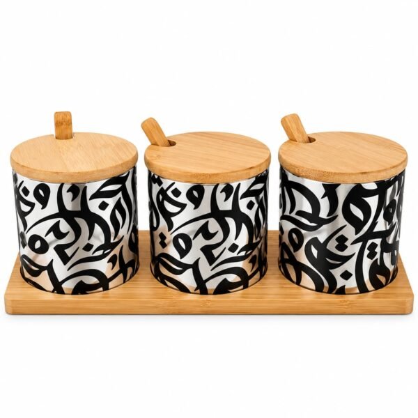 Arabesque Trio Set With Bamboo Base